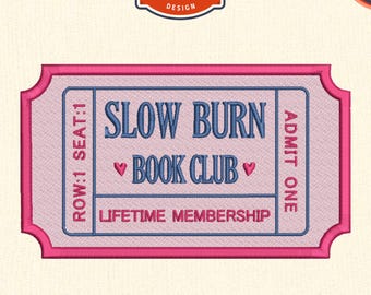 Slow Burn Book Club Embroidery Design: Romance Reader File (DST, PES, XXX)