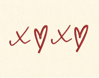 Preppy XOXO Embroidery Design, Valentine Pattern, 4x4 Hoop Files For Embroidery Machine, Digital Download