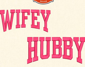 Wifey Hubby Embroidery Design, Couples Wedding Gift (Digital Files)
