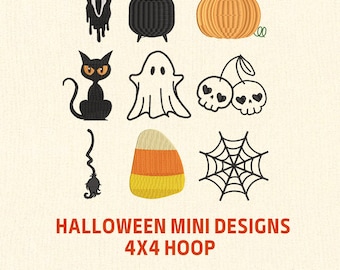 Halloween mini set Machine embroidery files, Fall Embroidery Design, Halloween embroidery, Digital files For 4x4 Hoop, Instant download