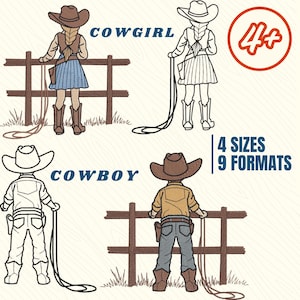 4th Of July Embroidery Design, Cute cowboy cowgirl bundle Machine embroidery file, Youth Kids Embroidery Design, Country Boy girl embroidery