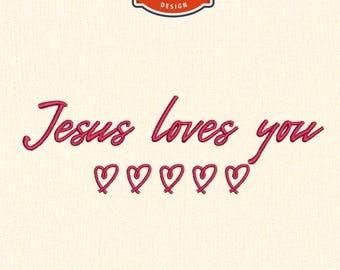 Jesus Loves You Embroidery Design, Funny Christian embroidery, 4x4 Hoop Embroidery Designs