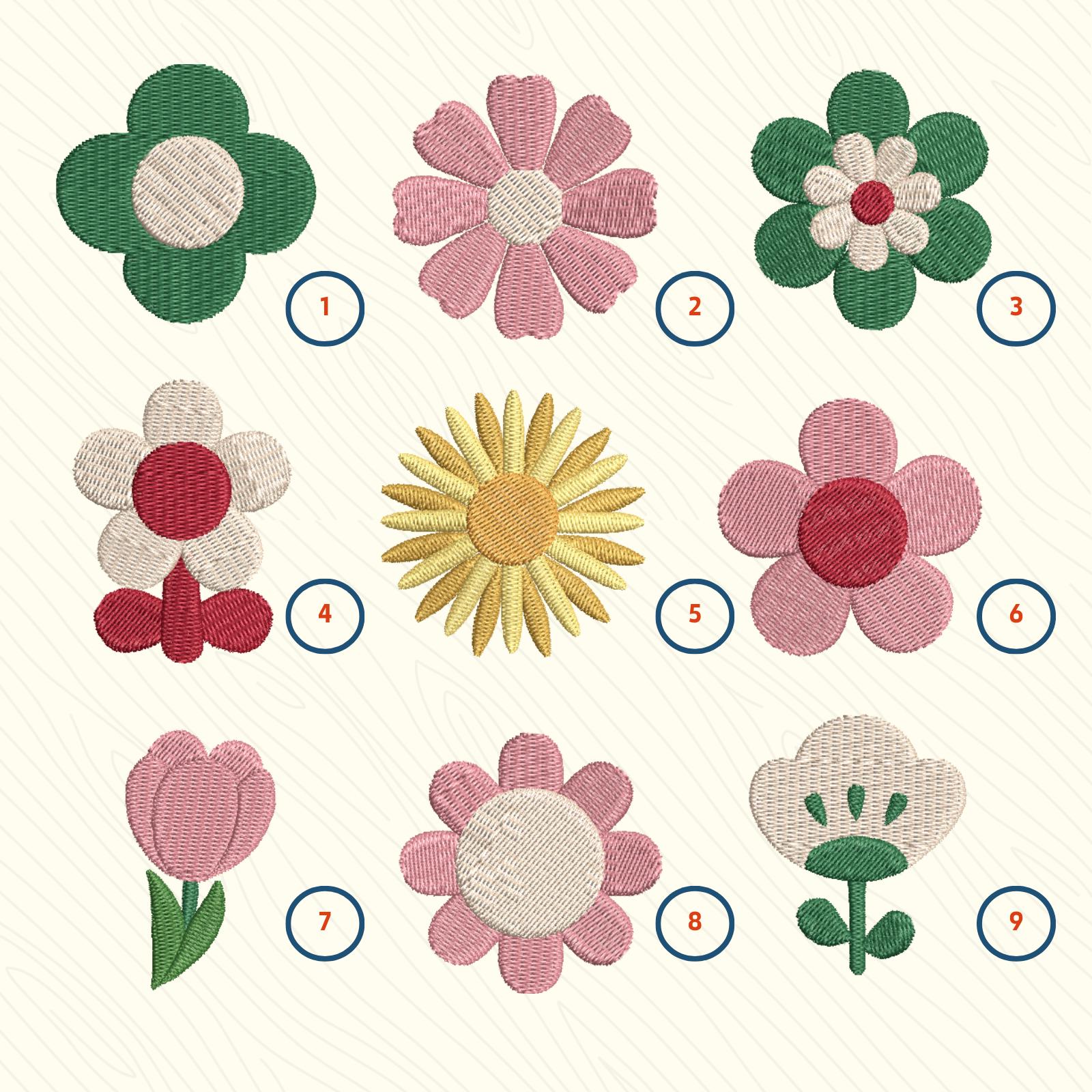 Mini Flowers Machine Embroidery File, Floral Design (DST, PES) - Etsy