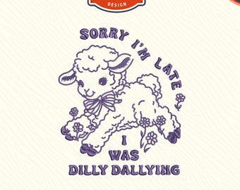 Dilly Dallying Embroidery File, Cute sheep Embroidery Design, DST PES File for Embroidery Machine