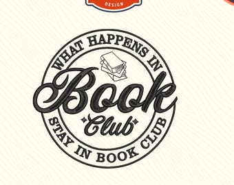 What Happens in Book Club Embroidery Design (DST, PES, XXX File)
