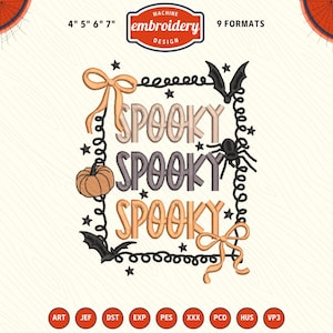 Coquette Spooky Machine embroidery files, Fall Embroidery Design, Halloween embroidery, Digital files For 4x4 Hoop, Instant download