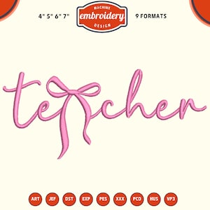 Coquette Teacher Embroidery Design, 1st day of school Embroidery, We are back teacher embroidery, PES File for Embroidery Machine