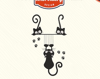 Cute scratching Cat Machine Embroidery File, Cat lover Embroidery Design, DST PES File for Embroidery Machine