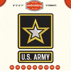 US Army Embroidery File, Military Pattern Embroidery Design, DST PES File for Embroidery Machine, Gift for Husband Dad Son