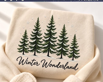 Winter Wonderland Embroidery Design, Snowy Pine Trees Machine Embroidery File, Christmas Forest Digital Download