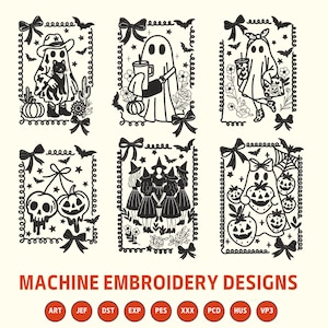 Cute Halloween Ghosts Machine embroidery files, Halloween embroidery designs, Digital files For 4x4 Hoop, Instant download