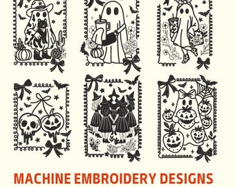 Cute Halloween Ghosts Machine embroidery files, Halloween embroidery designs, Digital files For 4x4 Hoop, Instant download