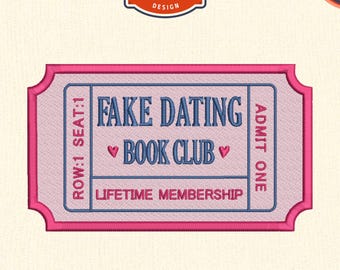 Diseño de bordado para el club de lectura de citas falsas: regalo para lectores de romance (archivos DST y PES)