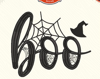 Boo Spiderweb Halloweenowy projekt haftu (plik cyfrowy)