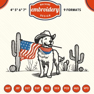 Golden Retriever Embroidery Design, America Land of the free Embroidery Design, Patriotic Embroidery Design, Digital Download