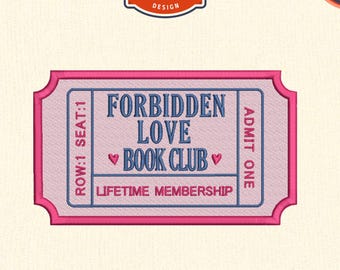 Forbidden Love Book Club Embroidery Design: Romance Reader Gift (DST, PES File)