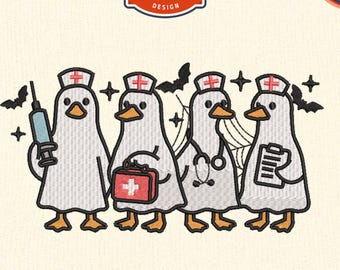 Cute spooky nurses Machine embroidery files, Halloween embroidery, Digital files For 4x4 Hoop, Instant download