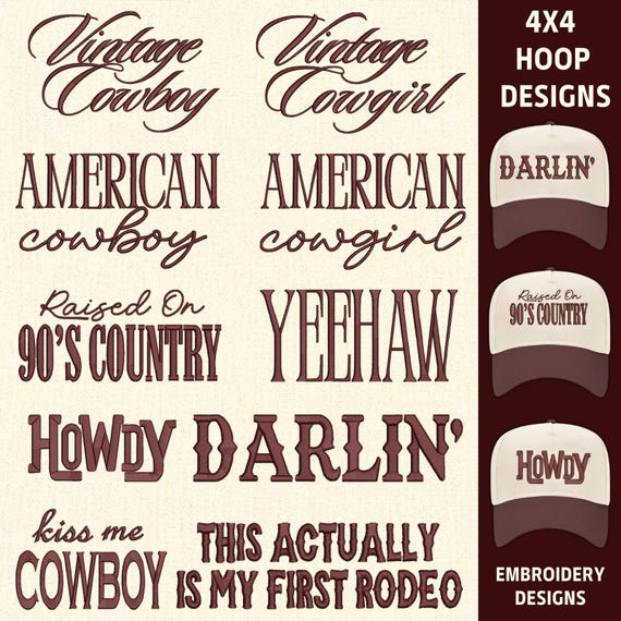 10 cowboys cowgirls embroidery design, My first rodeo embroidery, western embroidery design, 4x4 hoop designs, digital files