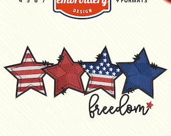 4th Of July Embroidery Design, Freedom Embroidery Design,  Patriotic Embroidery Design, Digital Download