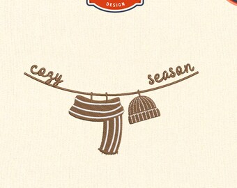 Cozy Season Machine embroidery files, Fall season embroidery, Digital files For 4x4 Hoop, Instant download
