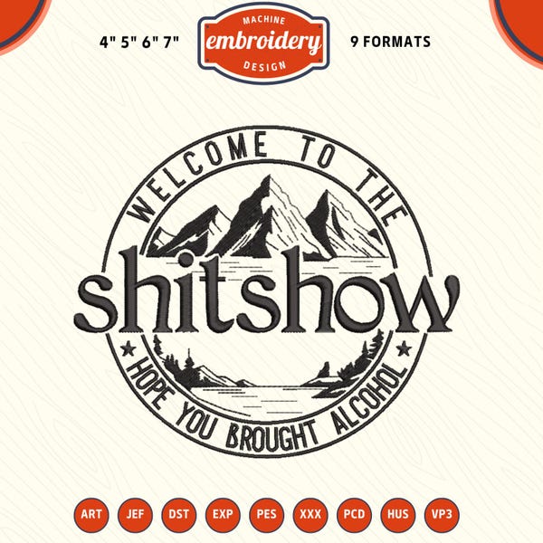Funny Camping Shitshow Embroidery Design (DST, PES File)