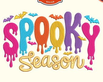 Preppy Neon Spooky Season Machine embroidery files, Halloween embroidery, Digital files For 4x4 Hoop, Instant download