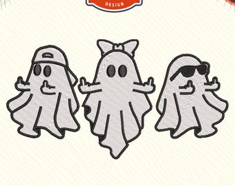 Zabawny haft z duchem Boo, aplikacja na Halloween (pliki cyfrowe)