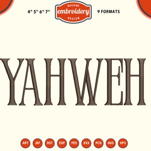Yahweh Embroidery Design, Funny Christian embroidery, 4x4 Hoop Embroidery Designs