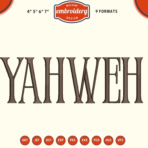 Yahweh Embroidery Design, Funny Christian embroidery, 4x4 Hoop Embroidery Designs