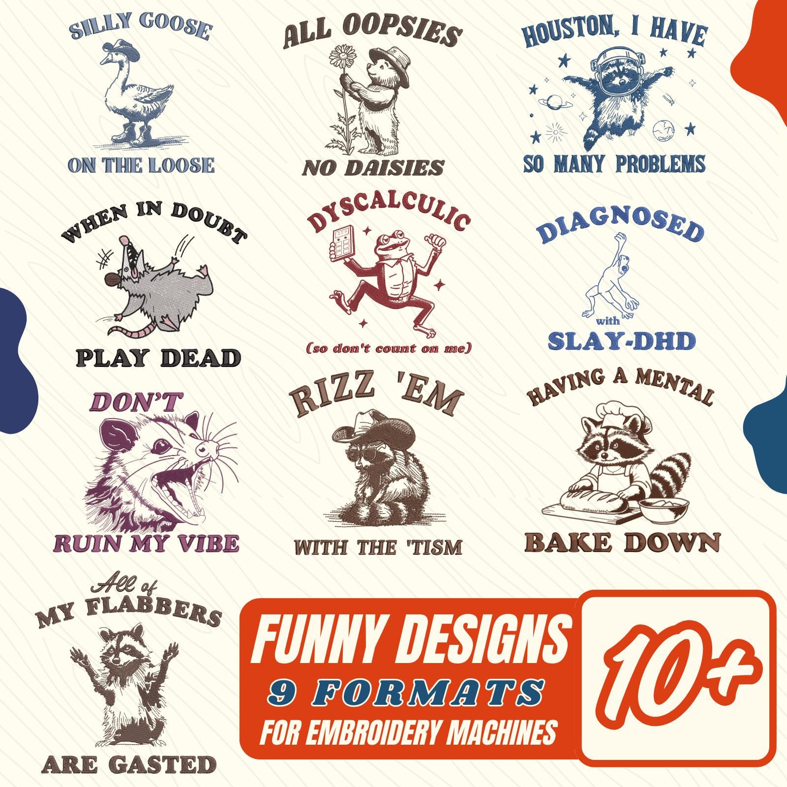 Funny Sayings Machine Embroidery file, Funny animals embroidery design, Bundle For Embroidery Machine, DST PES File, 4x4 Hoop Design