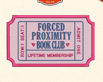 Forced Proximity Book Club Embroidery Design: Romance Reader Gift (DST, PES File)