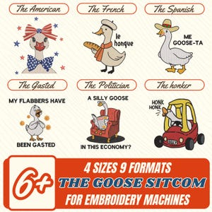 Silly Goose Bundle Machine Embroidery File, Novelty Silly goose on the loose Embroidery, Honk Honk Goose embroidery Design