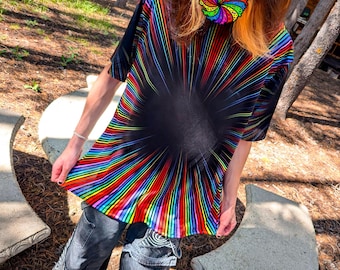 Trippy Sacred Geometry Shirt: Psychedelic Festival Tee, UPF 50+