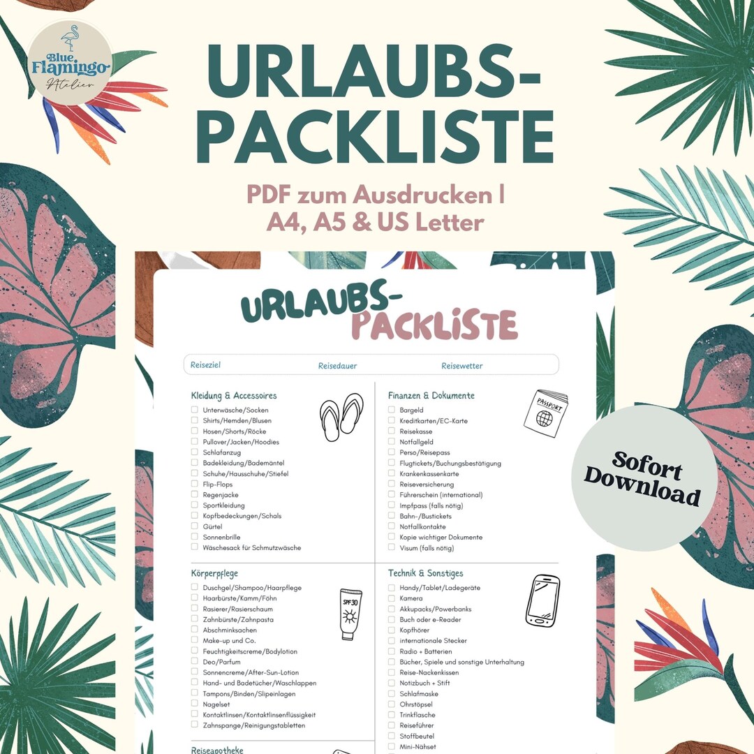 Printable Vacation Packing List | Travel Checklist as PDF | Cleverly ...
