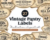 Vintage Pantry Labels Printable Set, Primitive Kitchen Jar Labels Farmhouse Decor, Food Storage Digital Download, Cottagecore Pantry, Baking