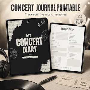 Concert Journal Printable PDF, Gig Tracker & Live Music Diary, Concert Recap, Ticket Scrapbook, GoodNotes iPad Journal, Music Lover Gift