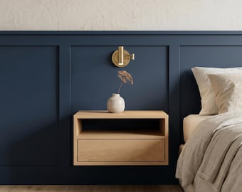 Toyama Wall-Mounted Solid Oak Bedside Table
