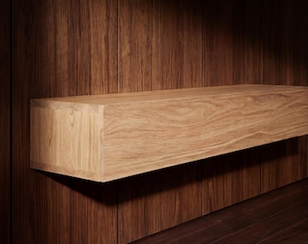 Mesa consola flotante Kioto de roble macizo, muebles de recibidor Japandi