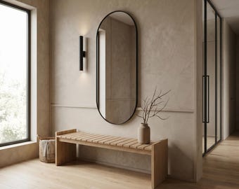 Oak Bench Niseko, Solid Wood Entryway Bench, Minimalist Wooden Seating, Modern Japandi Furniture