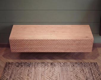 Mesa consola flotante Tsu Oak, muebles de entrada de estilo Japandi minimalista