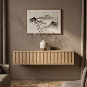Zwevende consoletafel Verona, Japandi Furniture, massief eiken wandgemonteerde entreetafel