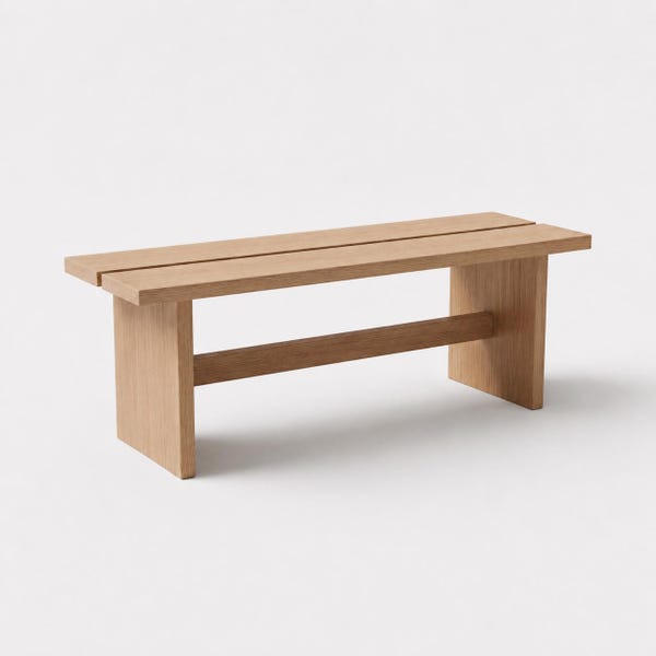 Solid Oak Bench Himeji, Minimalist  Entryway Seating, Handcrafted