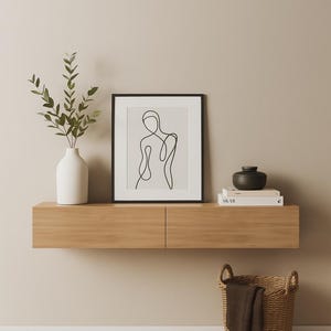 Floating Console Table - Morioka Console table with two drawers, entrance table, wooden hall table, solid oak table