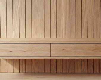 Mesa consola flotante minimalista de roble, estilo Berlín, mueble de entrada o recibidor para montaje en pared.