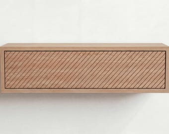 Mesa consola flotante de roble Nagano, muebles de pasillo Japandi para montaje en pared