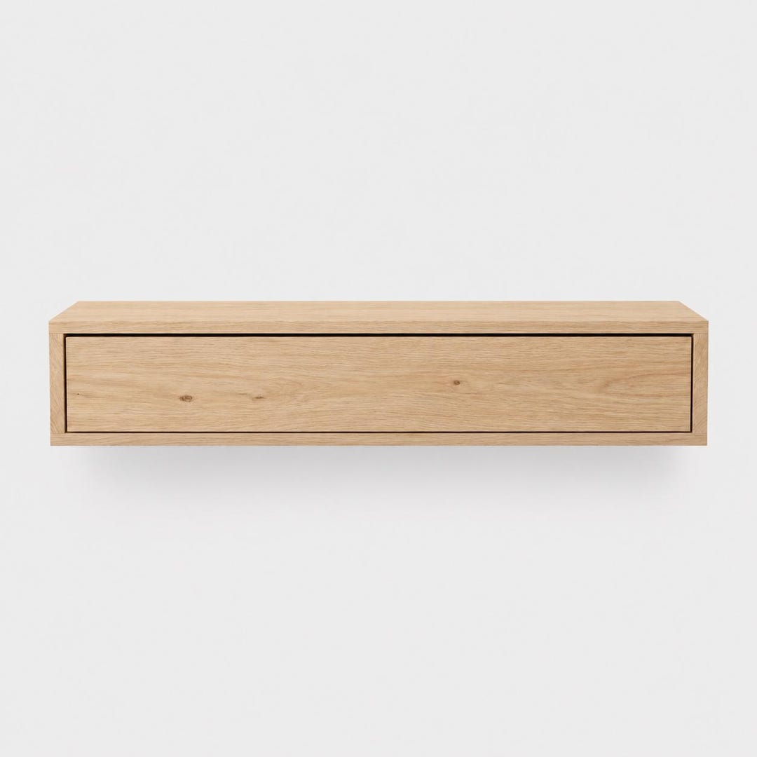 Floating Console Table Nikko, Solid Oak Wall Mounted Entryway Table ...