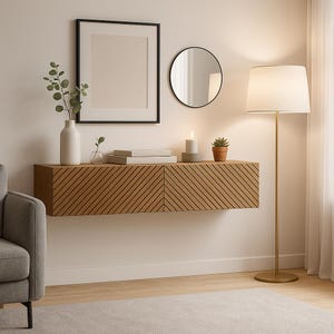 Floating Console Table – Aomori Console table with two drawers, entrance table, wooden hall table, solid oak table