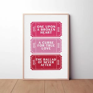 Once upon a broken heart series ticket printable poster/ stephanie garber wall decor/ bookish poster/ once upon a broken heart bookish merch