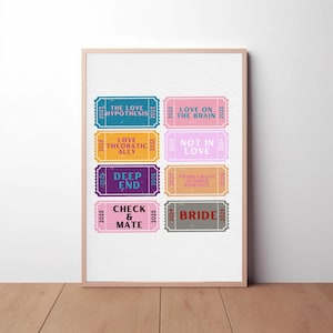 Ali hazelwood books printable ticket poster/ the love hypothesis poster/ ali hazelwood book merch/ bookish poster/ book merch