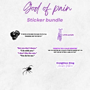 God of pain stickers bundle/ legacy of gods stickers/ legacy of gods merch/ rina kent/ kindle stickers/ creighton king/ god of pain